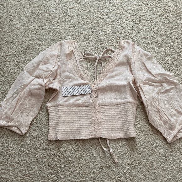 Urban Outfitters Ramsey Lace-Trim Blouse NWT Size S - Pink - Picture 5 of 8